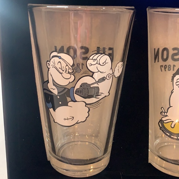 New Filson x Popeye - 4 Piece Pint Glass Set, beer mug tumbler -Made in USA - Picture 2 of 7